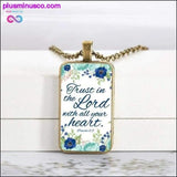 Plus Minus Co 2020 New Bible Verse Necklace Boho Flower Rectangle Glass, view 4