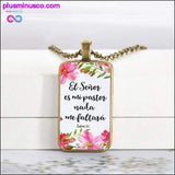 Plus Minus Co 2020 New Bible Verse Necklace Boho Flower Rectangle Glass, view 5