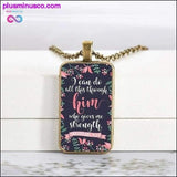 Plus Minus Co 2020 New Bible Verse Necklace Boho Flower Rectangle Glass, view 6