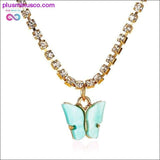 Plus Minus Co Butterfly Pendant Colorful Cubic Zirconia Necklace for Women, view 2