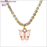 Plus Minus Co Butterfly Pendant Colorful Cubic Zirconia Necklace for Women, view 3