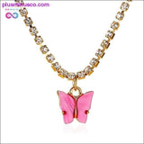 Plus Minus Co Butterfly Pendant Colorful Cubic Zirconia Necklace for Women, view 5