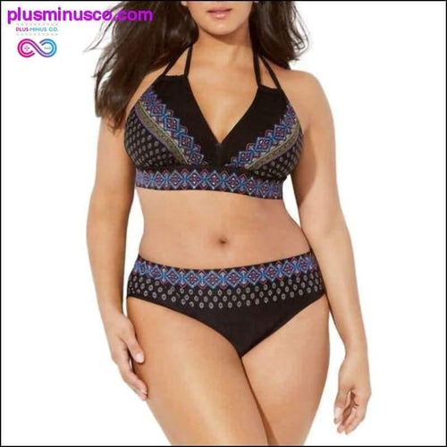 Plus Minus Co 2020 Plus Size Swimwear Floral Bikini || PlusMinusco.com