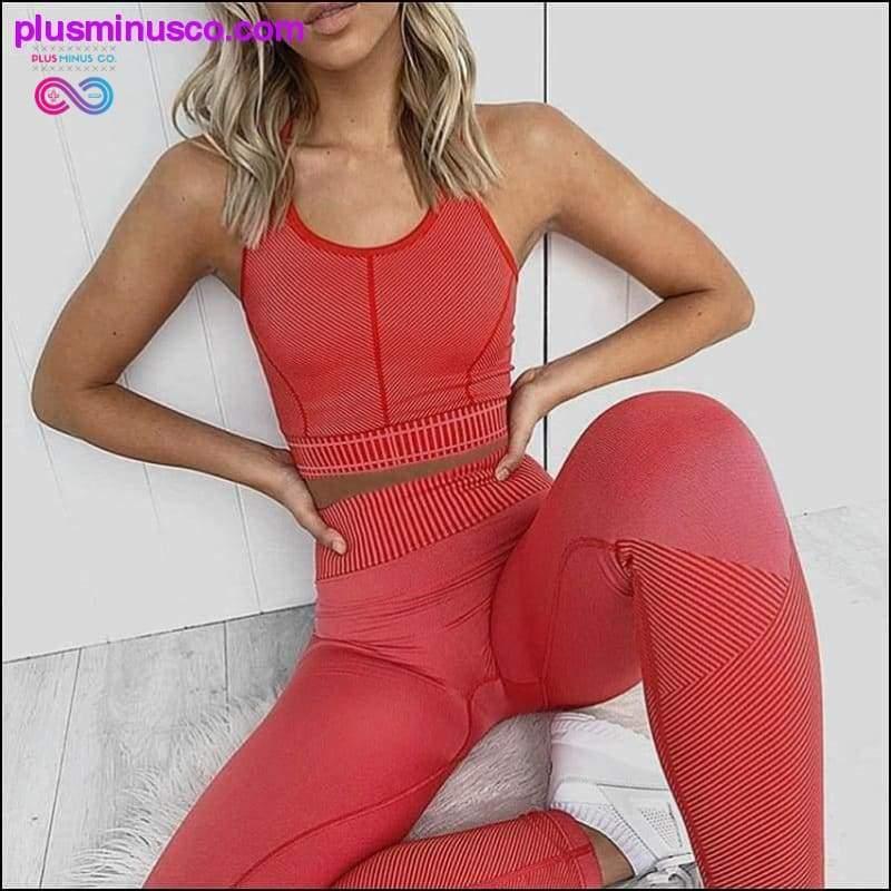 Plus Minus Co 2020 Seamless Sport Suit 2 Piece Yoga Set Legging Women Gym
