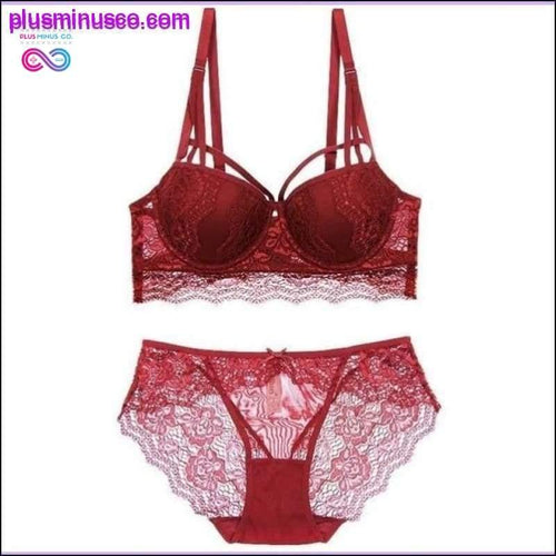Plus Minus Co 2020 Sexy Lace Bra Set 3/4 Cup Push up Bra Lingerie &