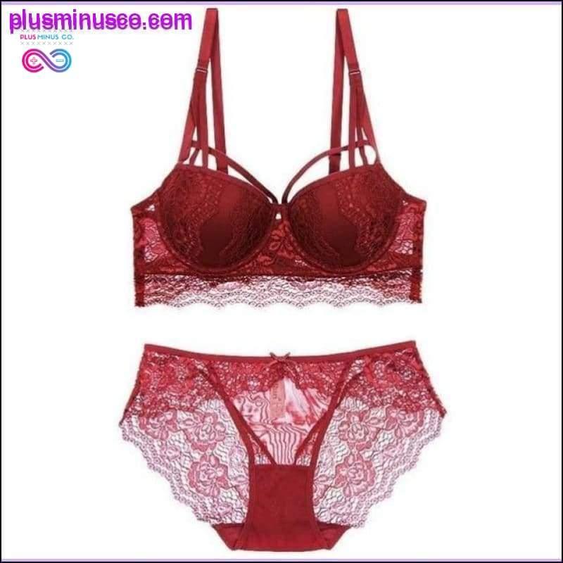 Plus Minus Co 2020 Sexy Lace Bra Set 3/4 Cup Push up Bra Lingerie &