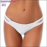 Plus Minus Co 2020 Sexy Solid Thong Bikini Brazilian Cut Swimwear Women, view 3