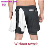Plus Minus Co 2020 Summer Running Shorts Men 2 in 1 Sports Jogging Fitness, view 5