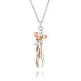 Plus Minus Co Abstract Geometric Hug Me Necklace for Lovers Trendy Couple Gift Jewelry Complimentary 7cm Bracelet Gold Silver, view 4