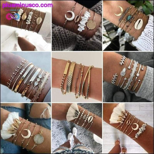 Plus Minus Co 21 Style Women Fashion Moon Leaf Shell Cross Crystal