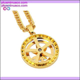 Plus Minus Co 24K Golden Iced Weed Leaf Rhinestone Pendant Chain Necklace, view 5