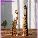 Plus Minus Co 2pcs Creative Nordic Wooden Cat Model Ornaments Home Decor, view 2