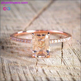 Plus Minus Co 2Pcs Ring/Set Rose Gold Filled White Crystal Zircon Wedding, view 2