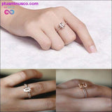 Plus Minus Co 2Pcs Ring/Set Rose Gold Filled White Crystal Zircon Wedding, view 6