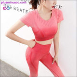 Plus Minus Co 2pcs/set Gradient Yoga Clothing Suit Women Sports Vest Bra, view 3