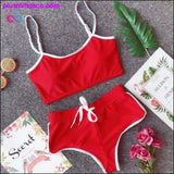 Plus Minus Co 2PCS Women side Striped Gym Tracksuit Spaghetti Strap Vest, view 5