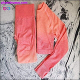 Plus Minus Co 2PCS Yoga Set Women Long Sleeve Crop Tops And High Waisted, view 5