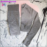Plus Minus Co 2PCS Yoga Set Women Long Sleeve Crop Tops And High Waisted, view 6