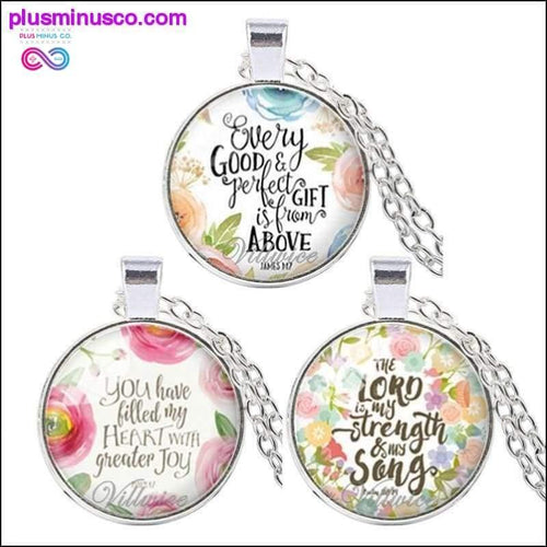 Plus Minus Co 3 Pcs/Lot Fashion Bible Verses Necklace Glass Dome Pendant