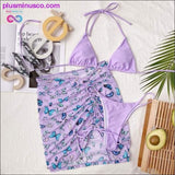 Plus Minus Co Butterfly Print 3-Piece Bikini, view 5