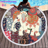 Plus Minus Co 3d Bohemian Tai Chi Animal Digital Print Round Ribbon Beach, view 4