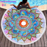 Plus Minus Co 3d Bohemian Tai Chi Animal Digital Print Round Ribbon Beach, view 5