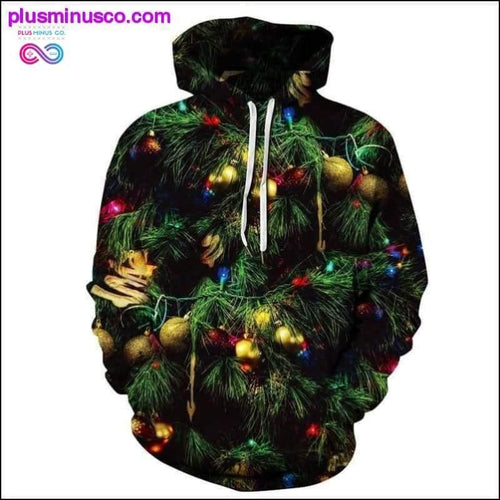 Plus Minus Co 3D Christmas Tree Hoodie Men Women Sweatshirt Christmas Ball