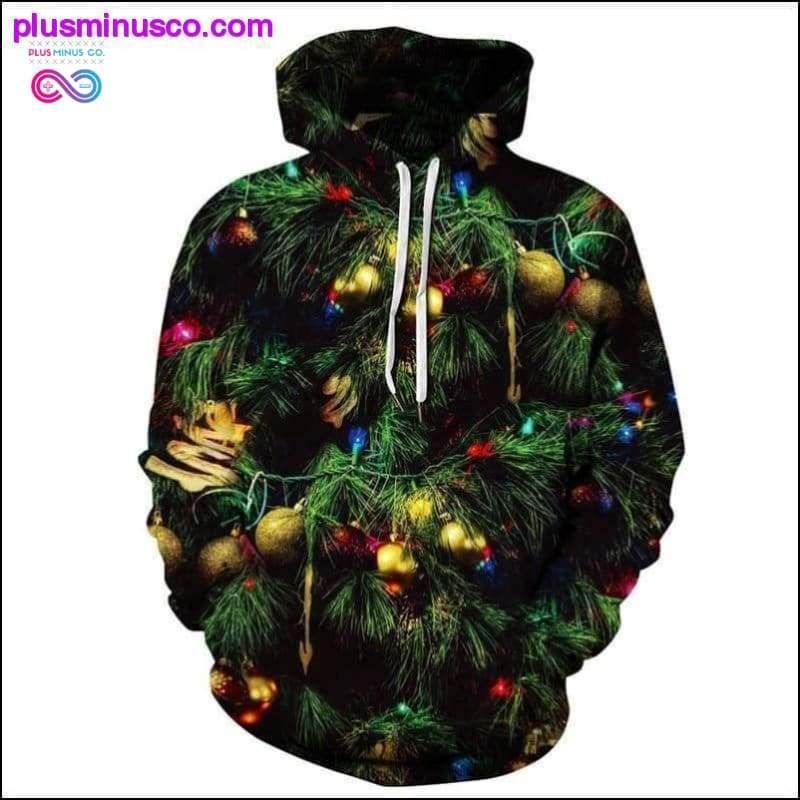 Plus Minus Co 3D Christmas Tree Hoodie Men Women Sweatshirt Christmas Ball