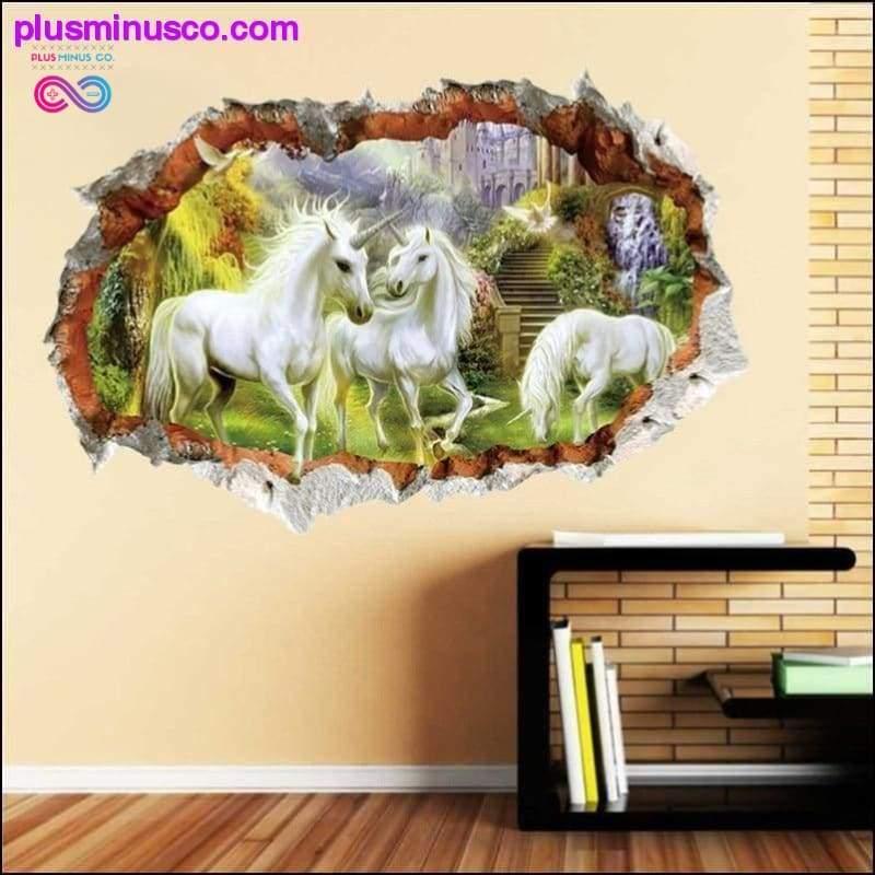 Plus Minus Co 3D Forest Unicorn Wall Stickers For Kids Rooms Living &