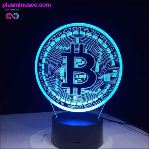 Plus Minus Co 3D Led Lamp Bitcoin Sign Modelling Night Lights 7 Colorful