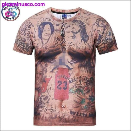 Plus Minus Co 3D Print Tattoo Muscle T-shirt Short Sleeve