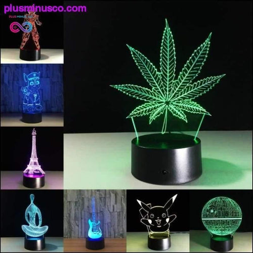 Plus Minus Co 3D Visual Illusion Transparent Acrylic LED Night Light Color