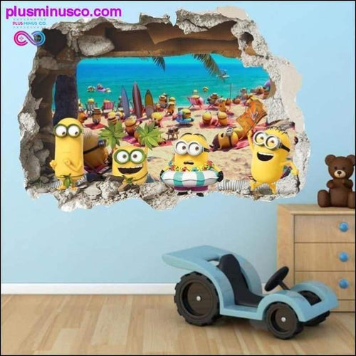Plus Minus Co 3D Wall Sticker Cute Yellow Boy On Holiday Vinyl Decals Art
