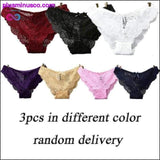 Plus Minus Co 3pc/lot Sexy Panties Women Underwear Transparent Briefs Lace, view 5