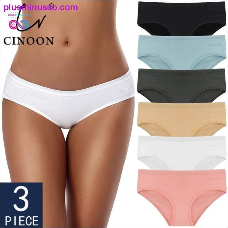 Plus Minus Co 3PCS/Set Women's Panties Cotton Underwear Solid Color Briefs
