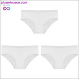 Plus Minus Co 3PCS/Set Women's Panties Cotton Underwear Solid Color Briefs, view 6