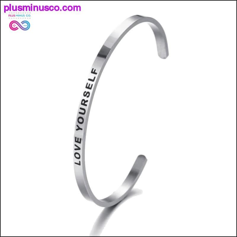 Plus Minus Co 4mm Fashion Inspirational Bracelet Bangle "Love