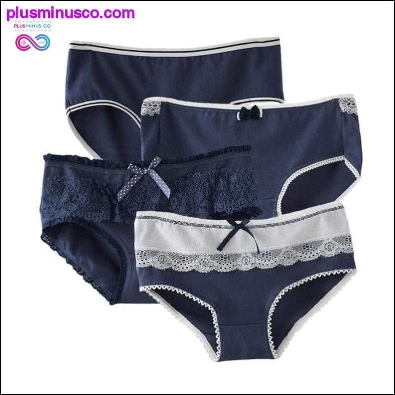Plus Minus Co 4pcs/lot Women's Panties Cotton Lace edge Briefs Female