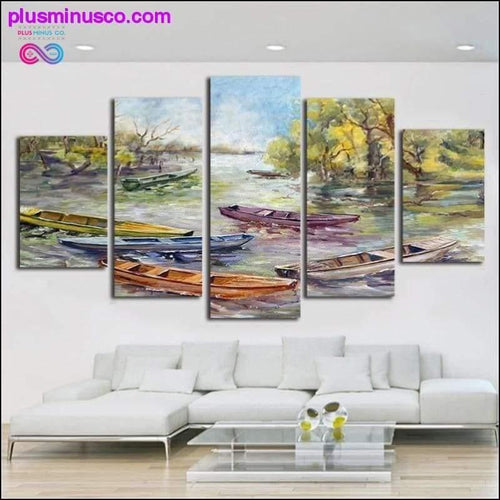 Plus Minus Co 5 Piece Canvas Painting Monet Style Wall Art Picture Oil