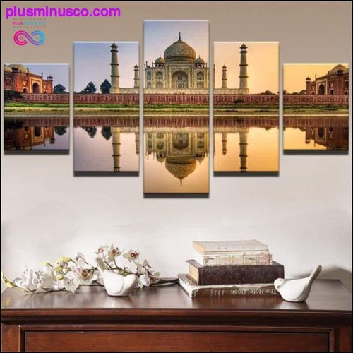 Plus Minus Co 5 Piece Canvas Taj Mahal Painting Home Decor For Living Room