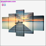 Plus Minus Co 5 piece the sunset wall art dusk pier decorative canvas, view 3