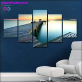 Plus Minus Co 5 piece the sunset wall art dusk pier decorative canvas, view 4