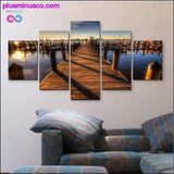 Plus Minus Co 5 piece the sunset wall art dusk pier decorative canvas, view 6