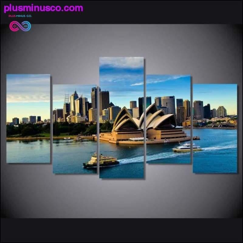 Plus Minus Co 5 Pieces Canvas Home Decor Sydney Opera House Building Boat