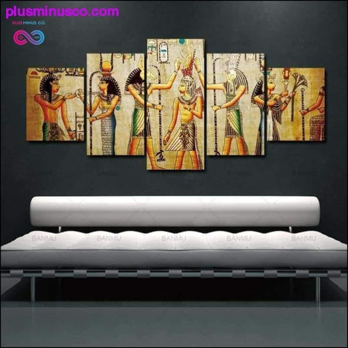 Plus Minus Co 5pcs Abstract Ancient Egyptian Decorative Oil painting On