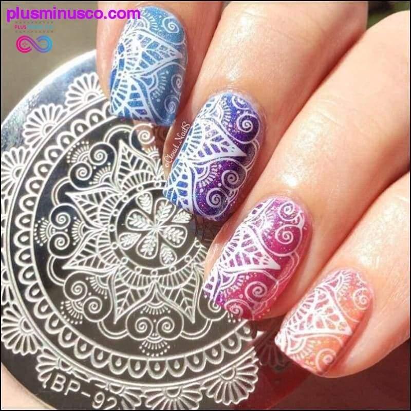 Plus Minus Co 5Pcs Nail Art Stamping Plates Set Spring Mandala Series