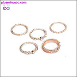 Plus Minus Co 5PCS/Set Rose Gold Rhinestone Crystal Elegant Rings, view 2