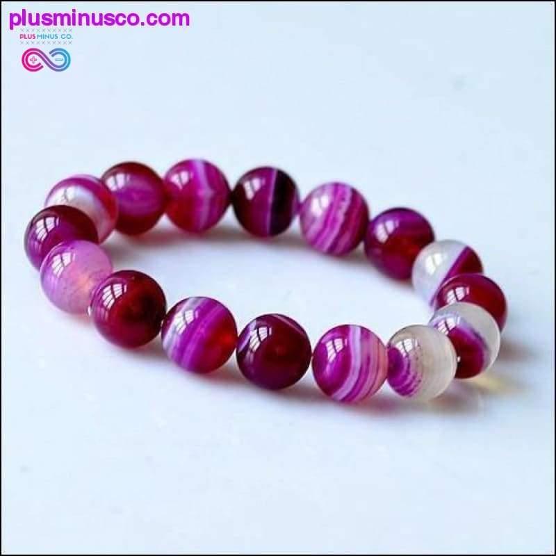 Plus Minus Co 6-8-10-12MM Beads Rose Red Onyx Beads Bracelets Natural