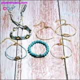 Plus Minus Co 6 Pieces Puka Shell Charm Bracelet Set Cross Beads ||, view 2