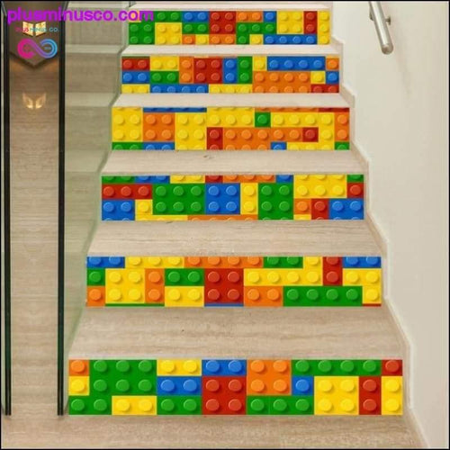 Plus Minus Co 6 Pieces/Set Creative DIY 3D Stairway Stickers Lego Blocks